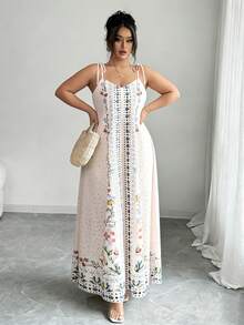 SHEIN Tall CURVE Plus Size Women's Floral Print Romantic Casual Everyday Commute Versatile Dress, Suitable For Spring And Summer - Multicolor - View 5