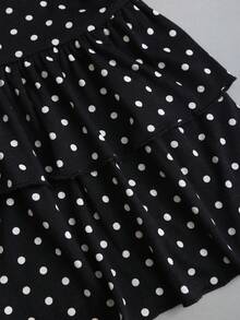 Sweetra Women's Cute Black And White Polka Dot Summer 1960s Vintage Mini Dress,Elegant Night Out Party Beach Resort Ruffled Dress With Bow,A-Line Silhouette - Black and White - View 4