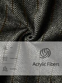 Core Aspect Pantalones casuales de hombre con cremallera, cinturón de cuero, textura de espina de pescado, pierna recta, pantalones de traje con pliegues, pantalones de vestir a rayas, pantalones de cintura alta para ceremonia - Multicolor - Ver 3