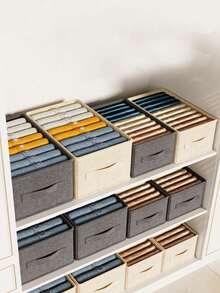 Gray Fabric Folding Underwear And Bra Storage Box, Home-Use Washable Laundry Cabinet Organizer - Grey - View 3