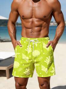 ZELFYO 男士休闲沙滩短裤 - 綠色 - 查看 5