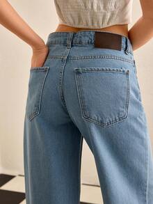 EURMUSE WOMEN WIDE LEG MID WAIST JEANS Wide Leg Jeans Women - Light Wash - View 2