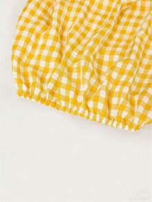 Sweetra Đầm mùa hè kẻ caro dáng rộng - Màu vàng - Xem 5