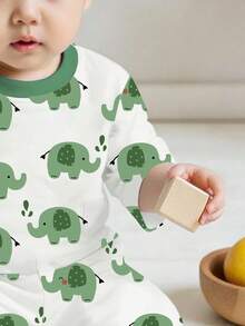 Baby Boy Cartoon Pattern Casual Lounge Set, Loose Fit Suitable For Summer - Multicolor - View 3