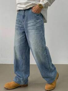 DAZY Quần jean dài denim màu xanh dương bạc màu, rách nhẹ, thích hợp cho mùa xuân và mùa thu. - Màu xanh lam - Xem 5