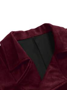 Manfinity Mode 男士纯色简约休闲无袖西装背心 - 酒紅色 - 查看 7