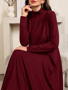 Al Najma Bộ áo lót dài tay cổ cao màu đen trắng kín đáo dành cho nữ và váy Abaya, áo thun thường ngày giản dị kiểu Ả Rập, váy mặc trong Abaya, váy dài cơ bản thiết yếu. - Nhiều màu - Xem 8