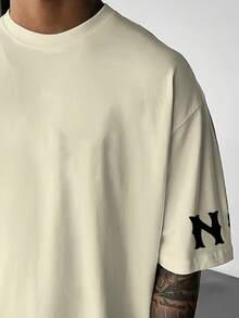 Manfinity Dauomo Camiseta de manga corta holgada y de manga raglán de verano versátil y de moda para hombres - Multicolor - Ver 3