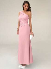 Đầm nữ thanh lịch, bóng bẩy, thắt dây vai, xếp ly, thích hợp cho các buổi đi chơi và hẹn hò mùa xuân/hè. - Hồng - Xem 7