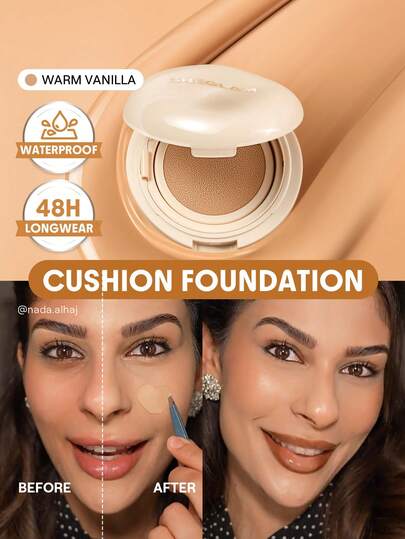 SHEGLAM Lock & Go Long-Lasting คุชชั่นฟาวเดชั่น-Warm Vanilla แบรนด์ ความงาม เครื่องสำอาง สำหรับผู้หญิงและสาว ๆ สมบูรณ์แบบสำหรับฤดูหนาว ฤดูใบไม้ผลิ เหมาะสำหรับ Y2K แฟชั่นหรูหรา เหมาะสำหรับวันเกิด วันวาเลนไทน์ ของขวัญ ปาร์ตี้ พร้อมแล้ว สีที่ดีที่สุด