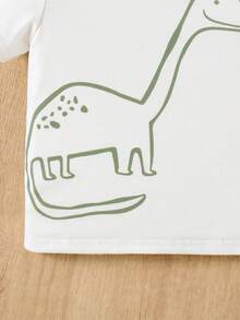 SHEIN Playful Pals Setelan Rajut 3 Potong Motif Dinosaurus Kasual untuk Balita, Kaos Lengan Pendek, Musim Semi/Panas - MultiWarna - View 4