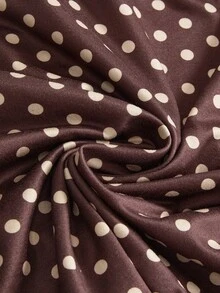 ROMWE Kawaii Trang phục mùa hè cho nữ: Bộ 2 mảnh cổ chữ V thắt nơ, phối ren chấm bi tương phản, ôm dáng, gồm áo và chân váy. - màu nâu - Xem 8