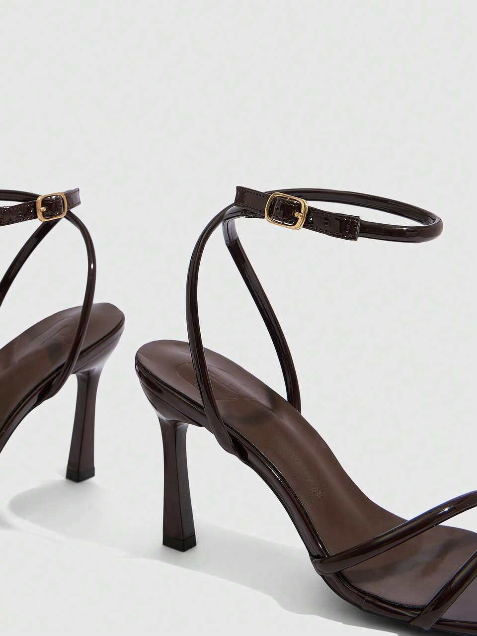 CUCCOO SZL Women Shoes Spring And Summer New Square Toe Brown Stripe Ankle Strap Stiletto Sandals, Fashionable, Comfortable And Versatile Sexy Party Banquet