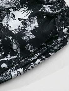 ROMWE MEN Street Life Pantalones cortos de hombre estampados, adecuados para primavera y verano - Negro - Ver 5