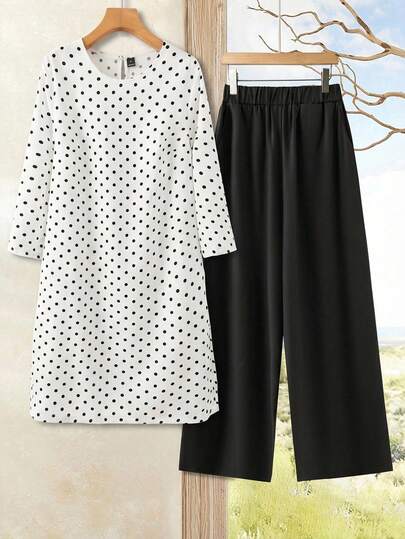 Rusticease Women Solid Color Round Neck Short Sleeve Top And Flower Print Wide Leg Pants Set For Summer Two Pieces Outfits