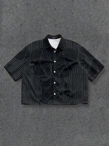Manfinity ZONE917 Áo thun ngắn tay màu đen dáng rộng, khoét eo, họa tiết hình bóng phụ nữ, thích hợp cho mùa xuân và mùa hè, quà tặng cho bạn bè. - màu đen - Xem 1