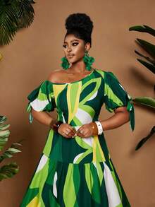 Maweii Plus Size Women's St. Patrick's Day One Shoulder Holiday Sexy Swing Short Sleeve Dress St. Patrick's Daybeach Vacation Outfits For Women - Multicolor - View 5