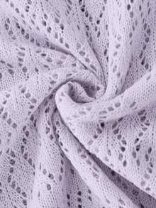 SHEIN Franclia 新款简约夏日度假风优雅镂空波浪领性感吊带修身连衣裙，撞色针织背心无袖毛衣两件套，春夏款 - 紫色 - 查看 4