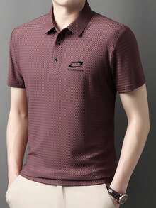 Acti Log 男士休闲运动纽扣 Polo 衫 - 酒紅色 - 查看 3