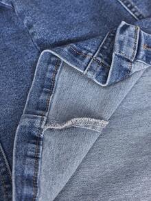 Jeanoix 女士时尚休闲修身日常百搭Y2K牛仔上衣 - 淺色水洗藍 - 查看 7