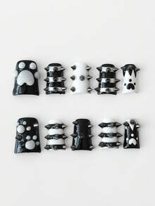Black and white rivets
