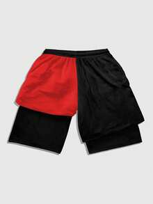 ROMWE MEN Quần short nam mùa hè, kiểu dáng thường ngày, phối màu, in hình anime. - Nhiều màu - Xem 2