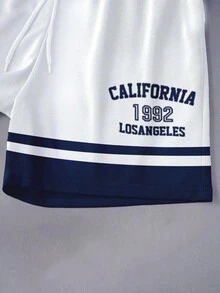 Chillumni 男士美式加州字母加州海岸运动休闲圆领短袖T恤套装 - 彩色 - 查看 4