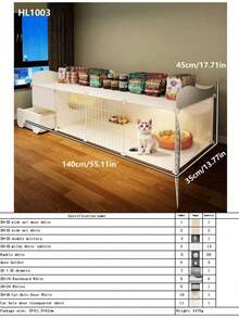 1pc Indoor Cat Cage With Litter Box, 1 Room 1 Bathroom, Suitable For Kittens And Small Cats, Space-Saving Cat Villa - Multicolor - View 10