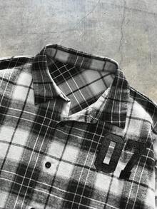 AXEPEAK Men's Short Sleeve Plaid Front Button Casual Versatile Shirt, Summer - Black and White - View 4
