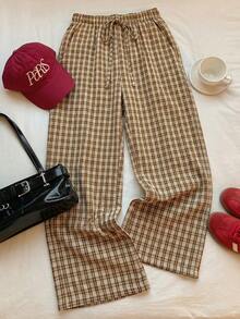 Comfortcana Quần nữ kẻ caro dáng casual, cạp chun, thích hợp mặc hàng ngày, mùa xuân/hè, ngày Valentine, trang phục lễ hội, kiểu quần đồng quê, quần kẻ caro xanh lá cây, quần kẻ caro mùa hè. - Nhiều màu - Xem 3