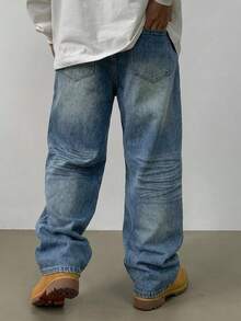 DAZY Quần jean dài denim màu xanh dương bạc màu, rách nhẹ, thích hợp cho mùa xuân và mùa thu. - Màu xanh lam - Xem 4