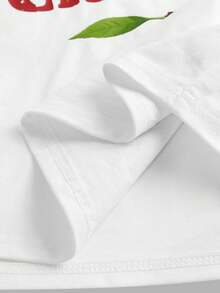 少女休闲樱桃印花白色T恤和碎花裙两件套 - 紅白色 - 查看 4