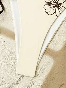 Bonvoyette 两件套印花三角挂脖性感比基尼套装，女士度假泳装 - 彩色 - 查看 5