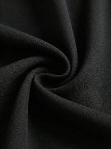 SHEIN EZwear Quần ống đứng xẻ tà màu trơn dành cho nữ cỡ lớn, quần ống đứng dáng suông màu đen, quần ống rộng công sở cạp cao, quần ống rộng nữ, quần ống rộng dự tiệc. - màu đen - Xem 5