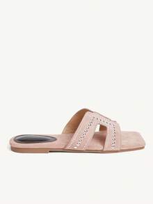 CUCCOO CHICEST 简约百搭气质舒适时尚大方通勤度假沙滩平底凉鞋 - 淺粉色 - 查看 3