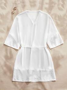 Charlaine Women's Sexy Sheer Heart Mesh Kimono Robe, Sleepwear - White - View 2
