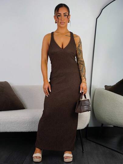 SAYEHFBABY Vestido de verano sin mangas y sin espalda elegante para mujer