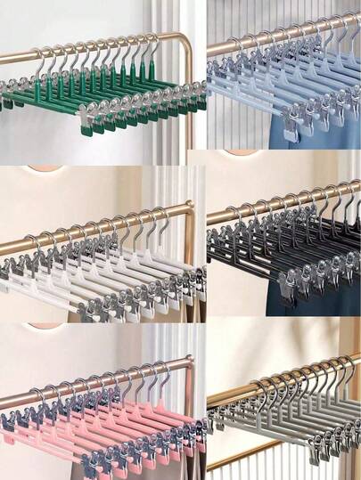 20PCS/10pcs Adult Full Plastic 10pcs/5pcs Dipped Pants Clip Skirt Clip Household Clothesline Seamless Stainless Steel Storage Clothes Hanger Hanging Underwear Dedicated Anti-Aging Metal Pants Clip Clothes Drying Rack For Clothing Store Home Use