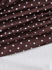 SHEIN Sparklyn Áo hai dây chấm bi ôm sát, thích hợp cho nữ tuổi teen, kiểu dáng mùa hè, chất liệu mềm mại và ôm dáng, thiết kế thời trang phù hợp cho kỳ nghỉ, du lịch, đi học và mặc hàng ngày. - Màu nâu  Mocha - Xem 6