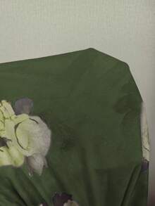 SHEIN Elenzya 女士夏季吊带束腰休闲度假印花弹力网纱透视性感露肩吊带衫 - 綠色 - 查看 6