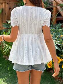 SHEIN 孕妇纯色简约日常圆领短袖T恤 - 白色 - 查看 2