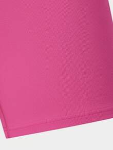 3pcs/Set Teen GirlSolid Black, Gray, Rose Red Knit Leggings, Stretchy Fabric, Versatile Cropped Pants - Multicolor - View 4