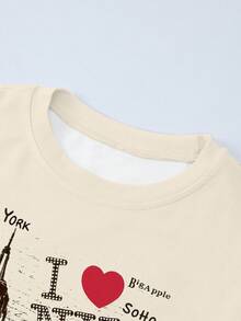 Rovax Women's Fitted Long Sleeve T-Shirt With Digital Print Of Statue Of Liberty, New York Design - Multicolor - View 4