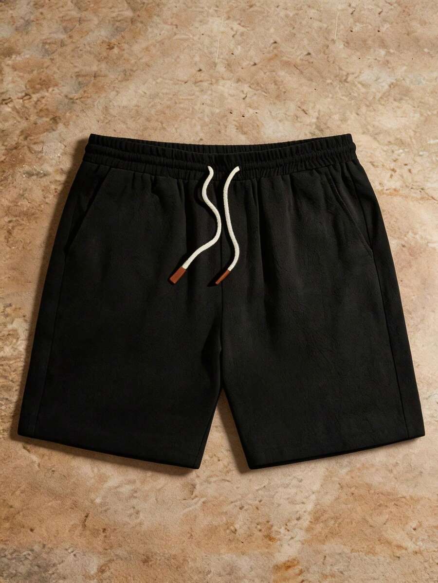 HIMLAND Quần short cạp rút cho nam - màu đen - Xem 1