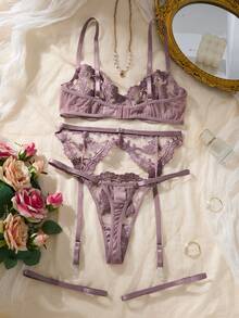 5pcs Women's Sexy Lingerie Set - Dusty Purple - View 2