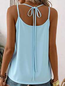 SHEIN Holidaya Fashionable Casual Camisole Top For Women With Bow Tie Back, Suitable For Holiday Wear, Spring/Summer - Baby Blue - View 2
