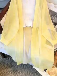 Resyla New Lightweight Chiffon Loose Cardigan Mid-Length Top For Women - Yellow - View 3