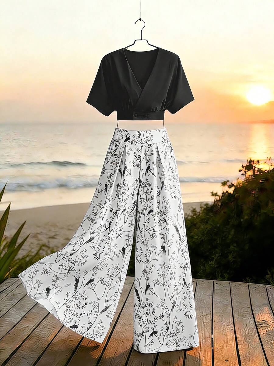 Chiquease Women Two Pieces Outfits For Daily Wear - Black - View 1