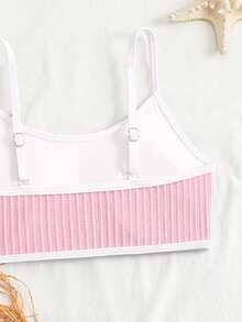 SHEIN 3件套女童比基尼套装，特殊面料，夏季沙滩泳装 - 粉色 - 查看 4