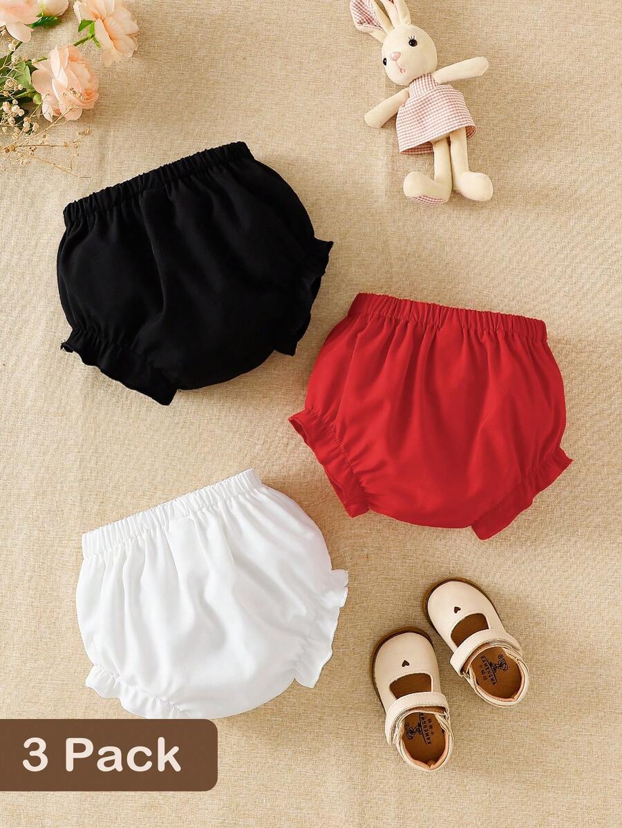 SHEIN Souflis Set de 3 pantalones cortos casuales y lindos para niños pequeños - Multicolor - Ver 1